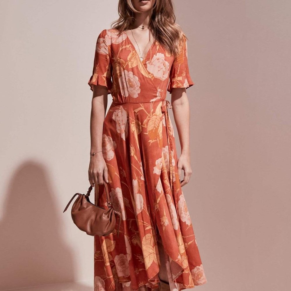 Auguste the Label Ruby Pia Wrap Maxi Dress Persimmon